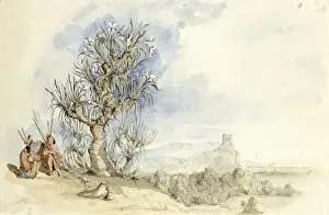 Under Prints: Indians sitting under a tree