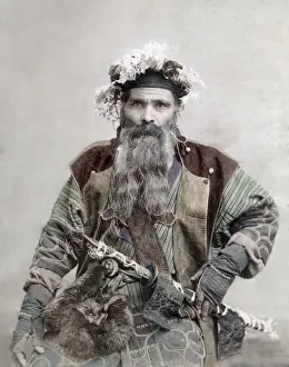 Orient Prints: Indigenous Ainu or Aino man, Hokkaido, Japan, c. 1880
