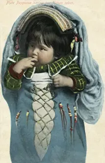 Papoose Prints: Indigenous American Baby in a papoose