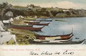 Canoes Prints: Indigenous Coastal Indian Camp