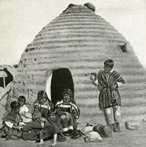 Images Dated 31st July 2018: Indigenous family outside hut, Bolivia, South America