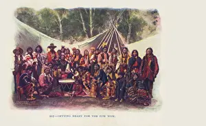 Indigenous First Nation Tribe preparing for the Pow Wow
