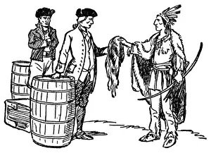 Sells Prints: An indigenous Indian sellings furs to Americans