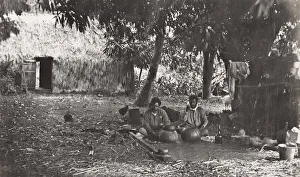 Indigenous people eating Poi, Hawaii