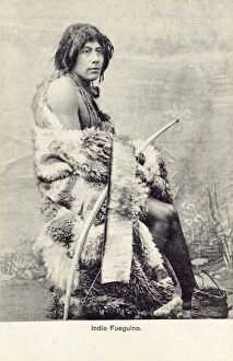 Indigenous Selk nam Indian, Punta Arenas, Patagonia, Chile