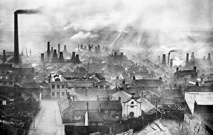 Revolution Prints: Industrial panorama, Hanley, Stoke on Trent, early 1900s