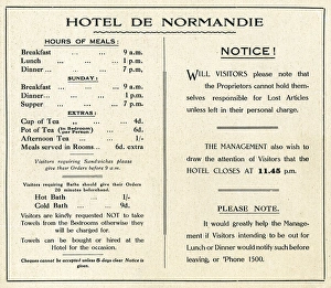 Management Collection: Information card, Hotel de Normandie