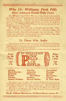 Williams Prints: Information leaflet, Dr Williams pink pills for pale people