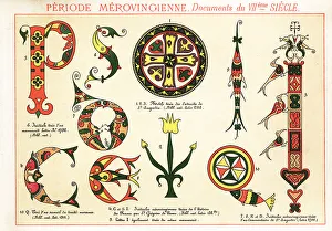 Typography Prints: Initial letters and fleurons from documents of the Merovingian d
