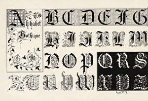 Chromolithograh Prints: Initial letters from a Gothic alphabet