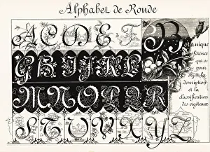 Chromolithograh Prints: Initial letters in the Ronde (Round) script decorated with garla
