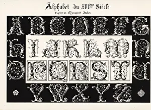 Chromolithograh Prints: Initial letters taken from a 16th century Italian manuscript
