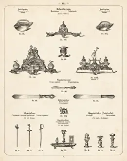 Catalog Prints: Inkstand, blotter, paper knife and letter opener