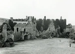 Inner courtyard of Manorbier Castle, near Tenby, Wales