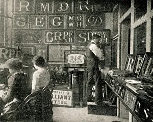 Decorator Prints: Inner Office and Shop, Pether's Sign Makers, London