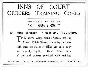 Volunteers Gallery: Inns of Court OTC advertisement, WW1