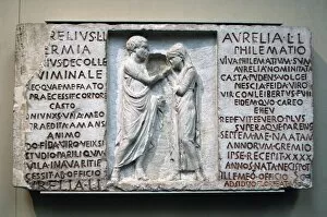 Inscribed funerary relief of Aurelius Hermia and his wife Au