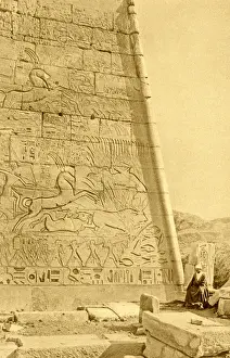 Inscriptions Prints: Inscriptions on temple wall, Medinet Habu, Luxor, Egypt