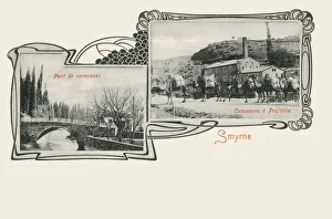 Images Dated 1st March 2019: Two inset views of Izmir, Turkey - Art Nouveau framing
