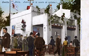Seville Collection: Inside the artists booth at a fair, Seville, Spain