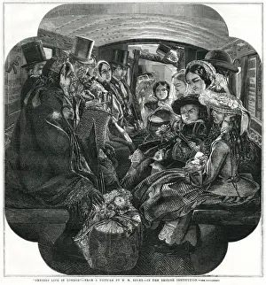 Uncomfortable Prints: Inside a crowded horse bus, London