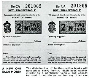Coupon Collection: Inside of ration book for motor spirit, September 1939