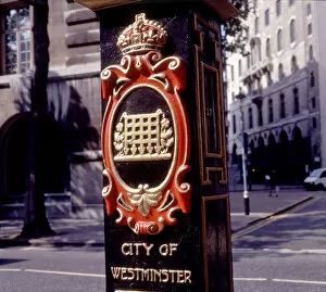 Images Dated 12th March 2019: Insignia of the City of Westminster, London on a lamppost