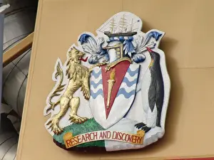 Insignia Prints: The insignia and crest of the RRS Sir David Attenborough - moored at Greenwich, London