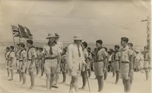 Attention Prints: Inspection of boy scouts at Loyola Camp, British Honduras