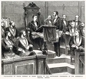 Freemasonry Prints: Installation of Prince Leopold as Grand Master of the Oxfordshire Freemasons in the Sheldonian Theatre