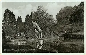 Blagdon Prints: The Institute & Pond, Rickford, Blagdon, England