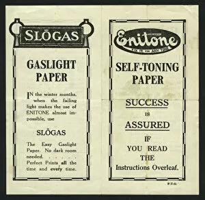 Tone Gallery: Instruction leaflet for Enitone self-toning paper
