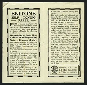 Instruction leaflet for Enitone self-toning paper