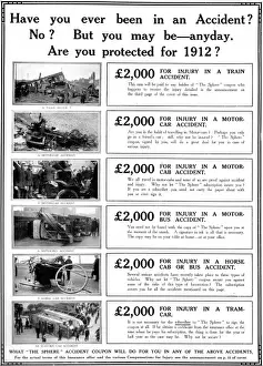 Accidents Prints: Insurance advertisement from 1912
