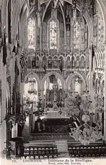 Rosary Prints: Interior of the Basilica at Lourdes, France