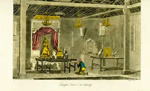 Idol Prints: Interior of a Chinese temple at Kupang, Timor, 19th century
