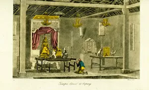Idol Collection: Interior of a Chinese temple at Kupang, Timor, 19th century