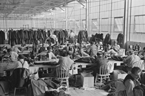 Interior of cooperative garment factory at Jersey Homesteads Interior of cooperative garment factory at Jersey Homesteads