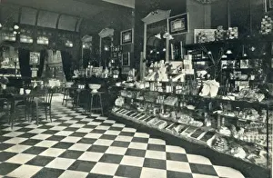 Confectioner Prints: Interior of what is described as a high class confectioners tea room with a counter