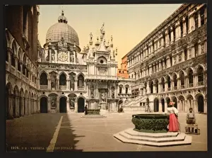 Stair Case Prints: Interior of the Doges Palace, with the Giants Staircase, V