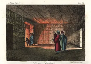 Interior of an Egyptian burial chamber with Interior of an Egyptian burial chamber with