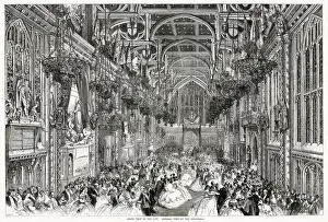 Interior of the Guildhall, City of London, during a state visit by Queen Victoria