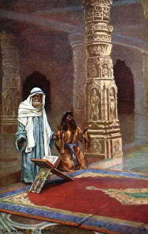 Hinduism Collection: Interior of a Hindu Temple, India with Priest and Devotee