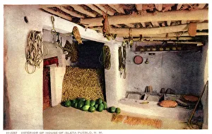 Pueblo Prints: Interior of House of Isleta Pueblo, New Mexico, USA