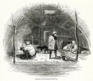 1770s Prints: Interior of a Kamchatka dwelling, eastern Russia