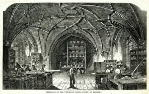 Pottery Prints: Interior of Meissen Porcelain Factory, Germany