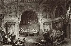 Romanticismo Prints: Interior of a Moor Palace. Engraving (19th c. )
