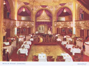 Rouge Prints: The interior of the Moulin Rouge caberet in Budapest, 1920s