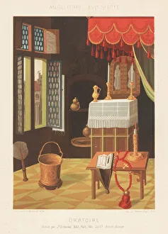 Canopy Prints: Interior of an oratory or private chapel, England, 16th century