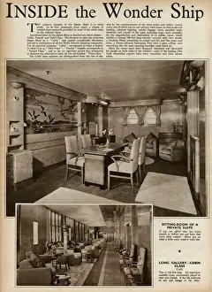 Panelling Prints: Interior on the Queen Mary Ocean Liner
